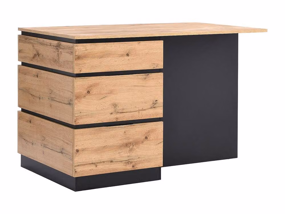 Vente-unique Central Kitchen Island with 6 Drawers and 4 Recesses in Light Natural and Black, W: 140 cm, D: 91 cm, H: 80 cm – 3