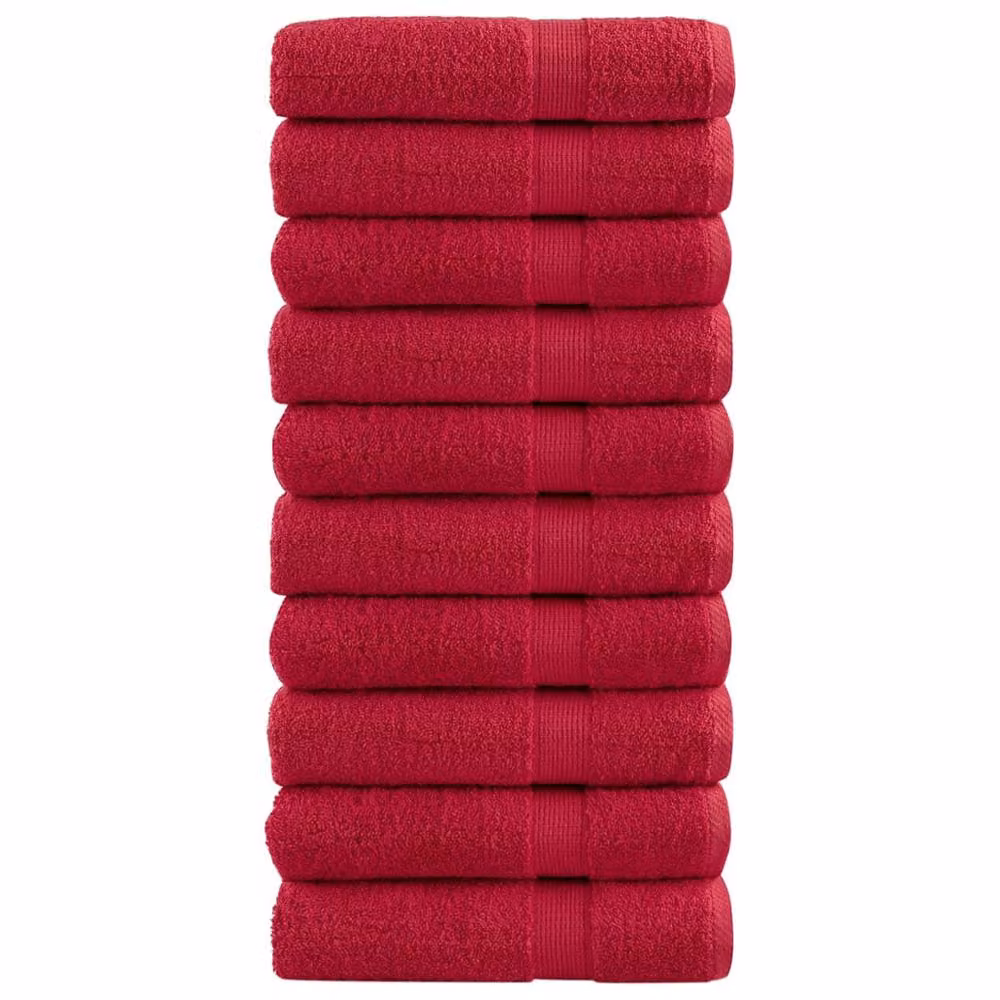 Berkfield Home SOLUND Premium Cotton Terry Bath Towels, Red, 10 Pack, W: 100 cm, L: 150 cm, 600 gsm – 2