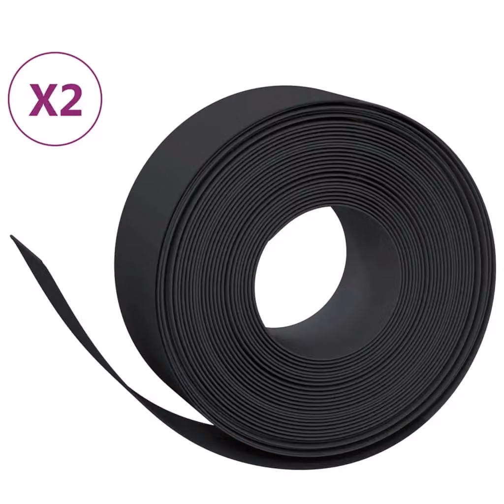Berkfield Home Garden Edgings, 2 Pack, Black, 10 m, Height: 20 cm, Polyethylene – 2