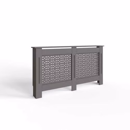 FWStyle Grey Geometric Large Radiator Cover Shelf Cabinet, W/D/H: 152 x 82.3 x 19 cm