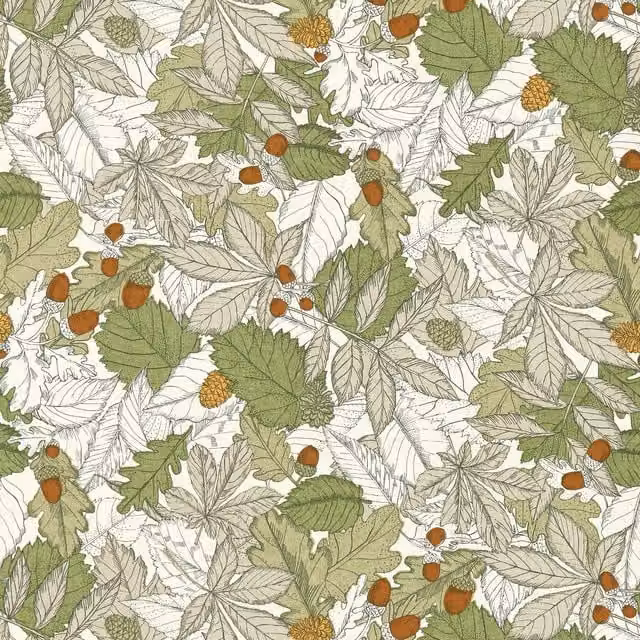 Clarke & Clarke Mercia Floral Cotton Fabric in Apple Spice Green