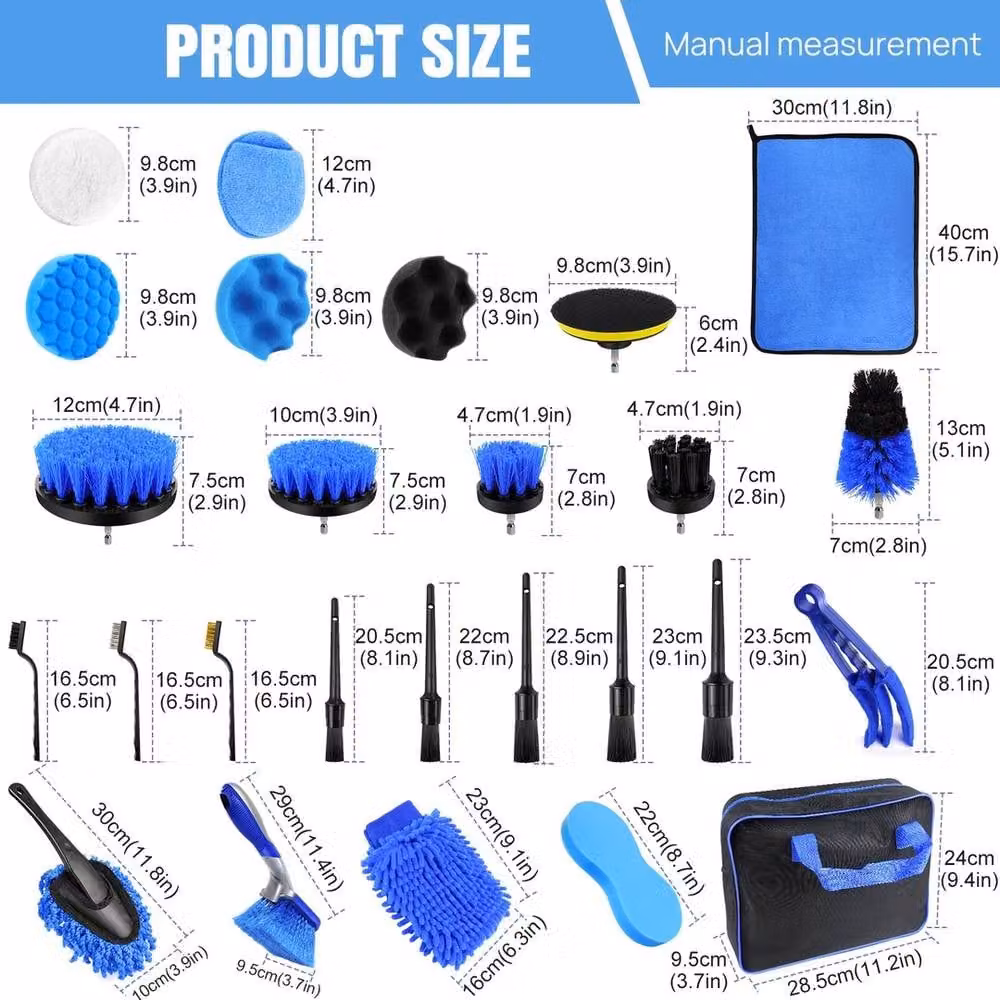 VOGREX 29-Piece Soft Car Detailing Brush Cleaning Kit in Blue – 1