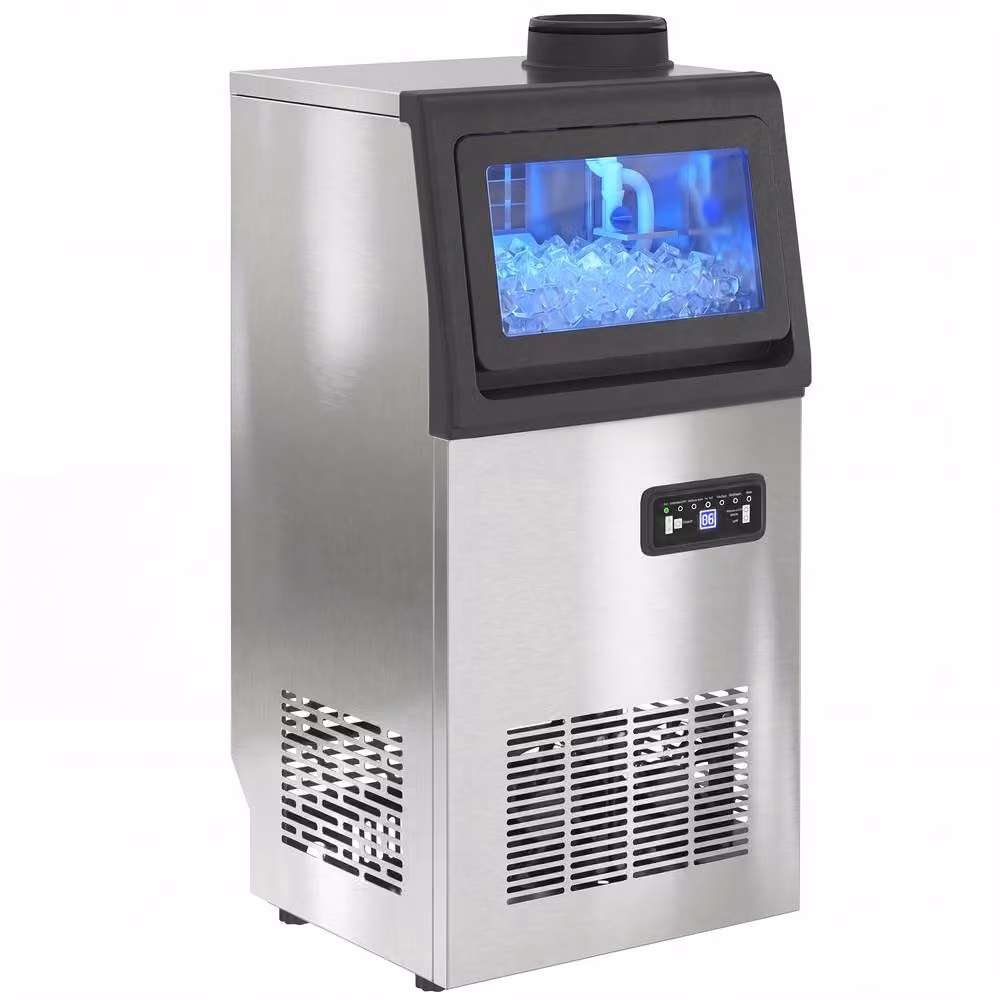HOMCOM Commercial Ice Maker Machine with Auto Self-Cleaning and Digital Display, Silver – 2