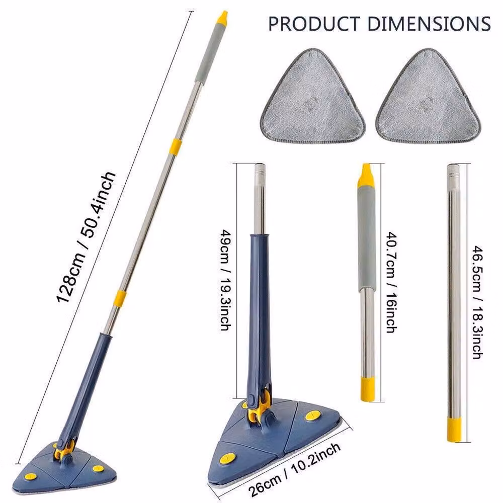 Kelvenix Blue Foldable Rotatable Long Triangular Microfibre Mop – 2
