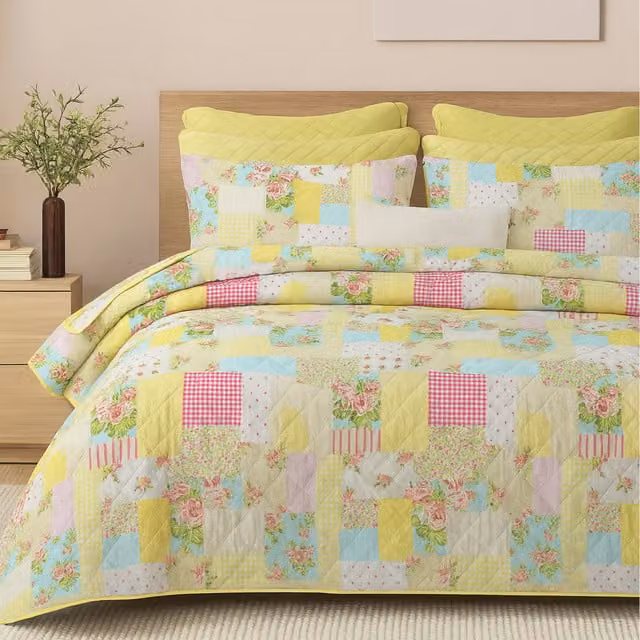 Velosso Diamond 2.5 Tog Cotton Quilt and Pillowcase Set in Yellow and Multicolour