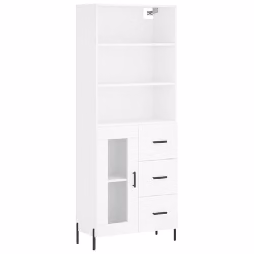 vidaXL Modern White Highboard in Engineered Wood W/D/H: 69.5 x 34 x 180 cm – 1