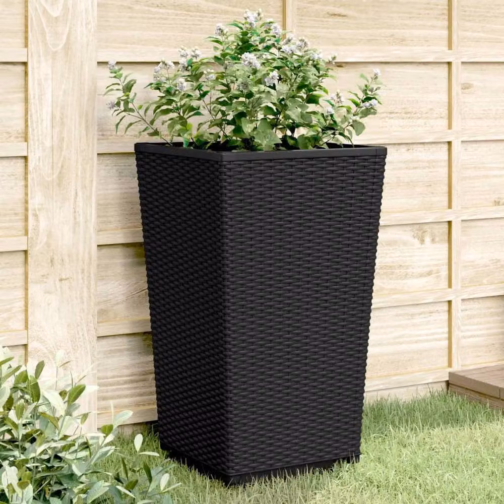 Berkfield Home Garden Planter Tubs, 2 Pack, Black, W/D/H: 32.5 x 32.5 x 57 cm – 2