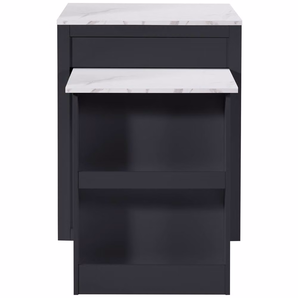 BTM Extendable Bar Table with Two Drawers and Side Shelves in Black – 9