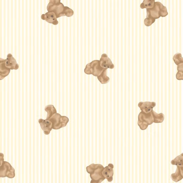 I Love Wallpaper The Bear Striped Wallpaper in Lemon Yellow