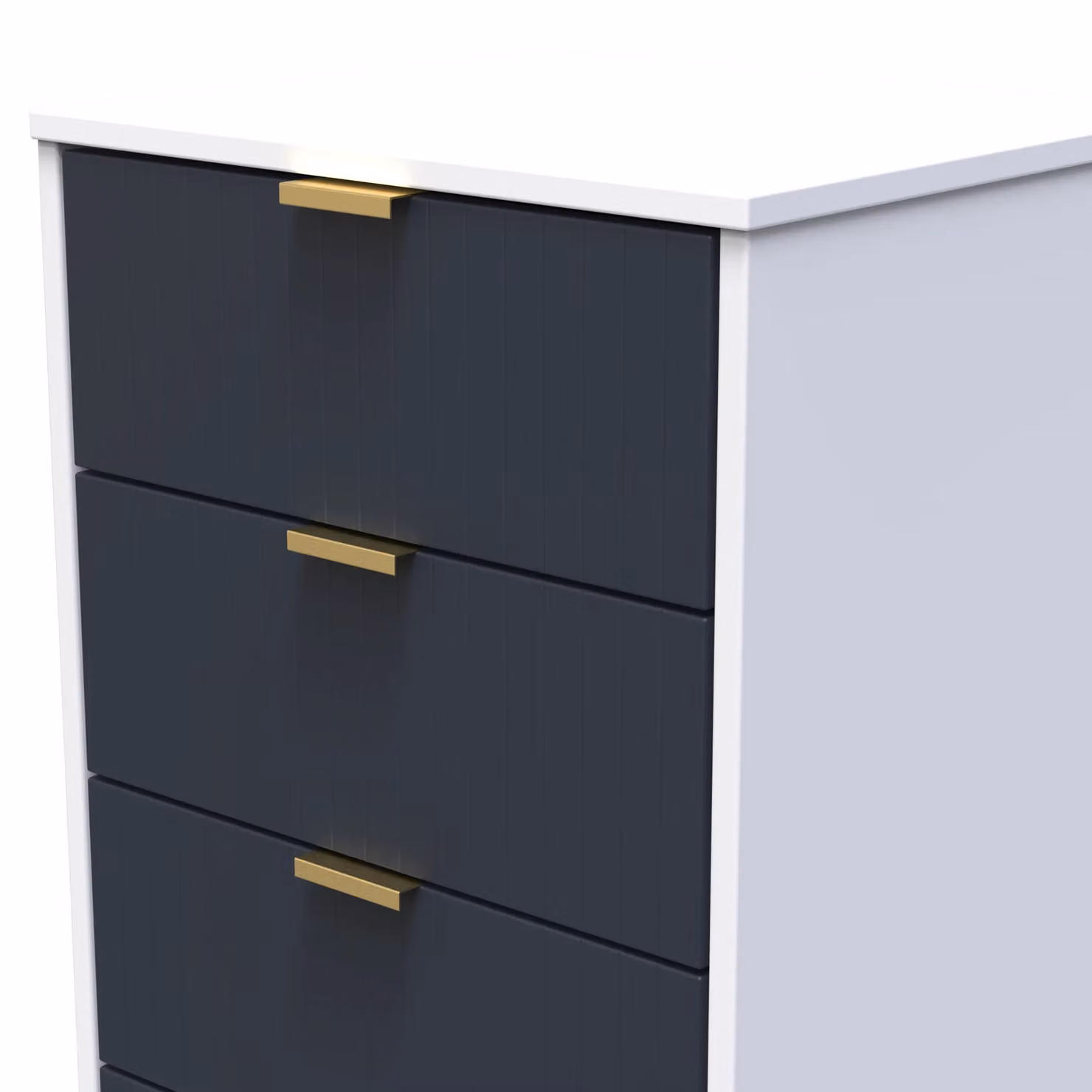 2 U Bexley 5 Drawer Tall Bedside Chest in Dark Blue and Gold – 3