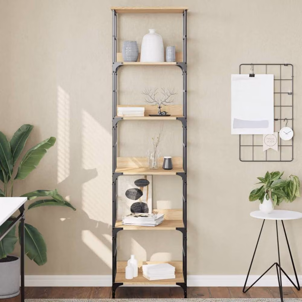 Berkfield Home Sonoma Oak Bookshelf in Brown, W/D/H: 50 x 33 x 188.5 cm – 2