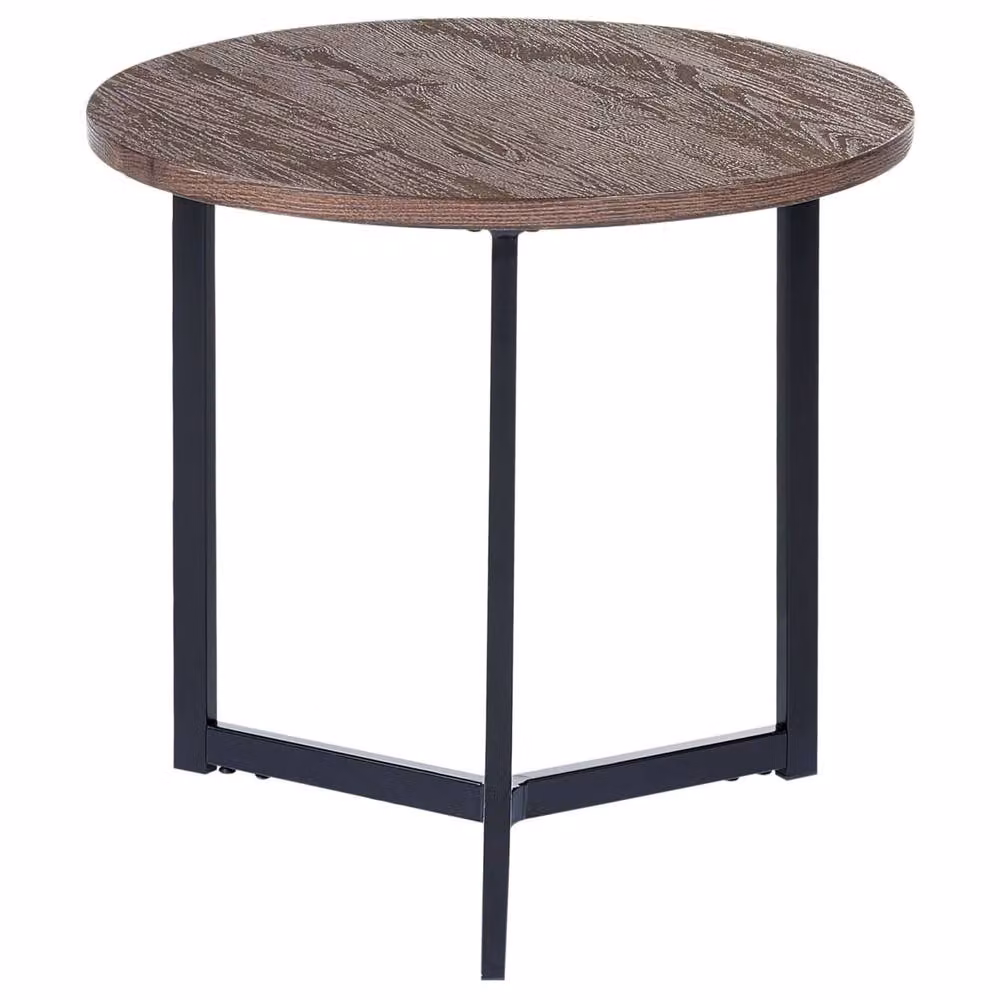 Wyld and Coco Round Side Table in Brown and Black, Diameter: 50 cm, Height: 43 cm – 2