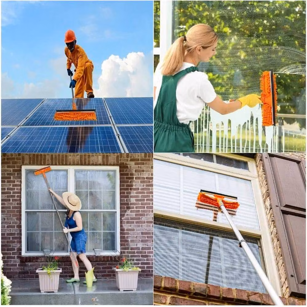 Kelvenix Orange Telescopic Extendable Window Cleaner with Squeegee, Scraper and Microfibre Refillable Head – 5