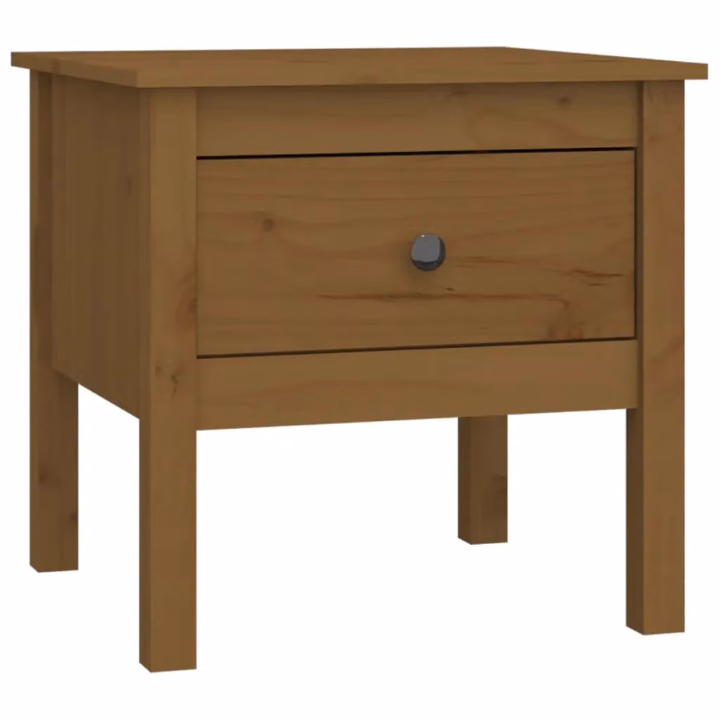 Berkfield Home Set of 2 Rustic Solid Wood Pine Side Tables, Honey Brown, W/D/H: 50 x 50 x 49 cm – 3
