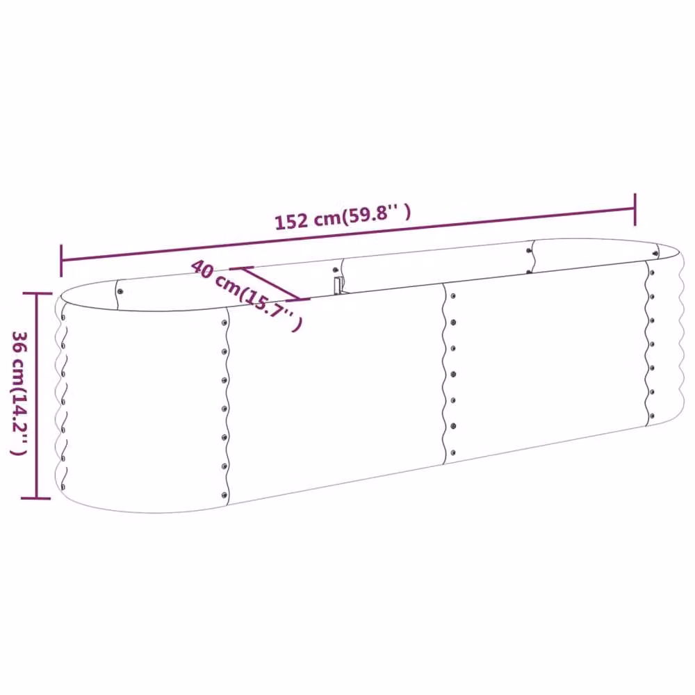 Berkfield Home Garden Powder-coated Steel Raised Bed in Silver, W/D/H: 152 x 40 x 36 cm – 3