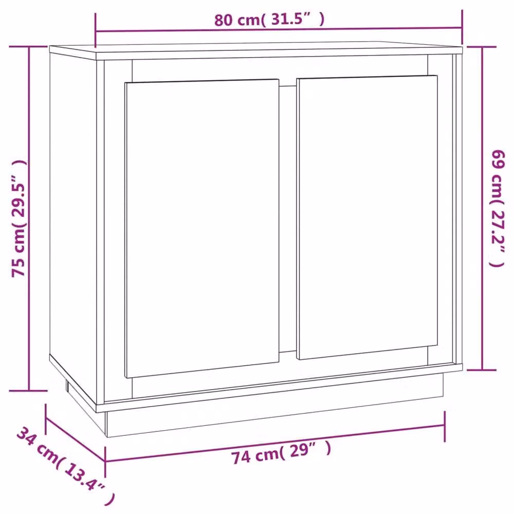 Berkfield Home Sideboard in Concrete Grey, Engineered Wood, W/D/H: 80 x 34 x 75 cm – 3