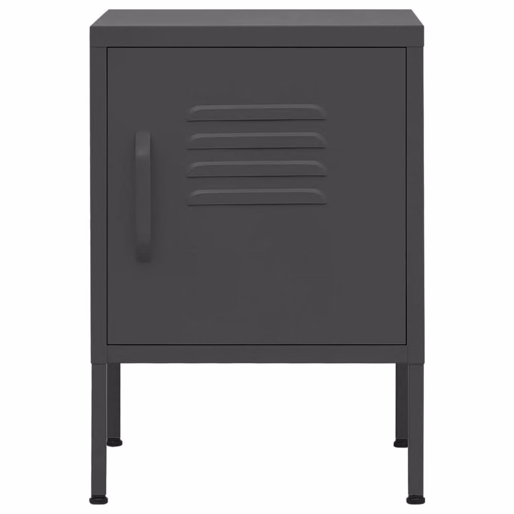 Berkfield Home Modern Anthracite Metal Nightstand in Dark Grey, W/D/H: 35 x 35 x 51 cm – 3
