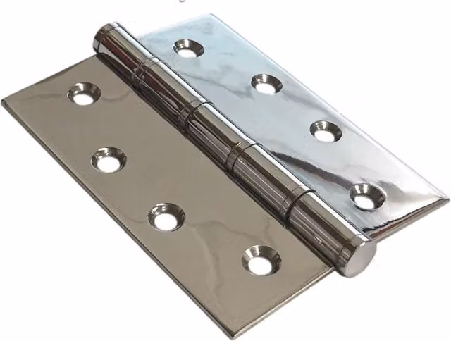 Dzina Stainless Steel Butt Hinge Pair in Silver with Brushed Finish, W: 10.16 cm, H: 10.16 cm, D: 0.2 cm