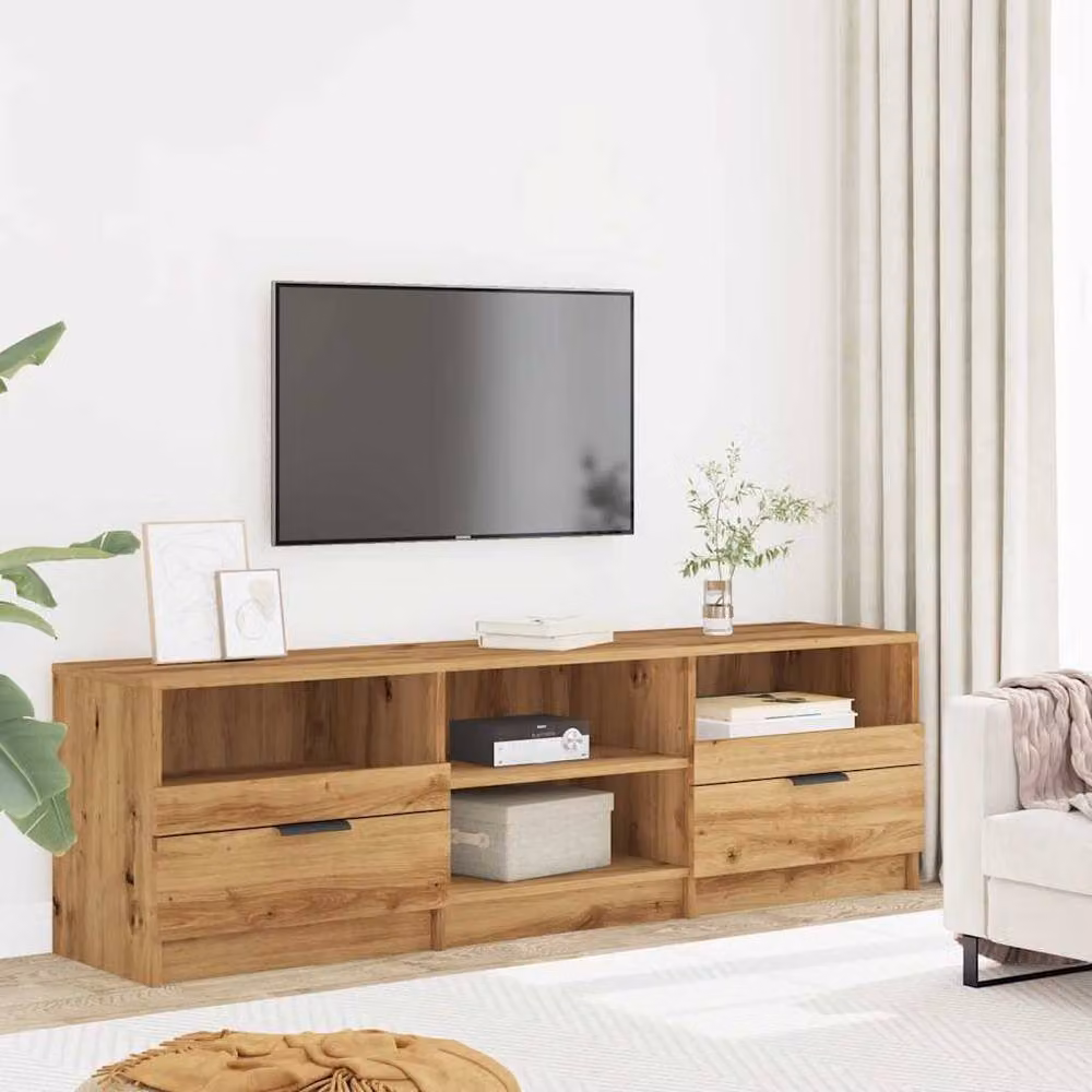 Berkfield Home Artisan Oak TV Cabinet in Brown, W/D/H: 150 x 33.5 x 45 cm – 3