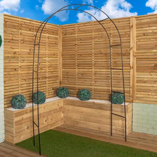 Samuel Alexander Metal Garden Arch Trellis Support in Green and Black, H 240 cm x W 140 cm – 1