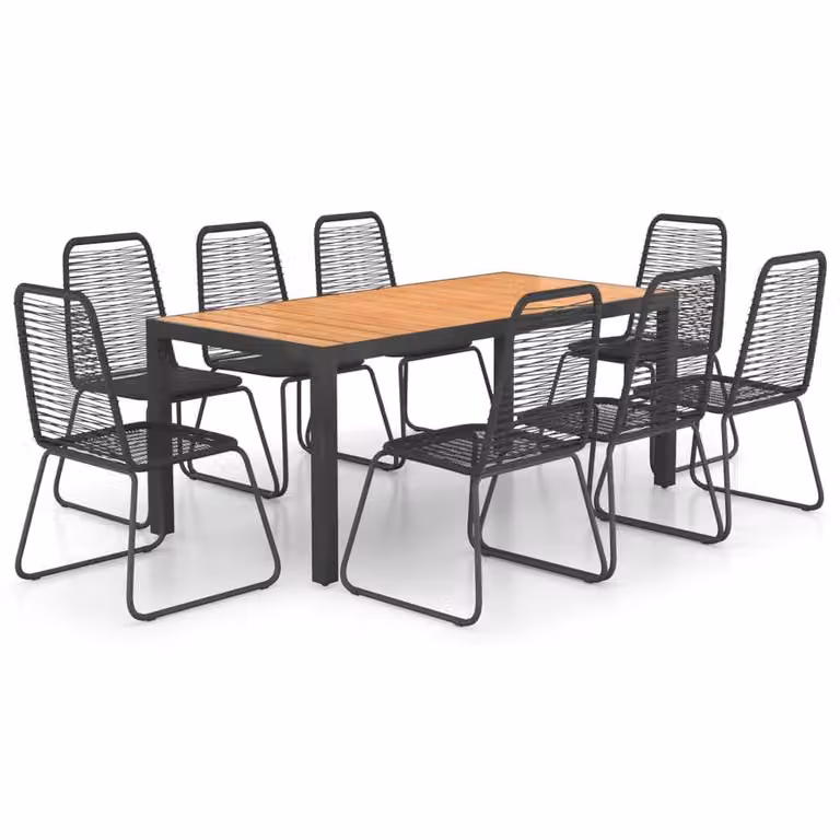 Berkfield Home 9 Piece Modern Garden Dining Set in Black and Brown PVC Rattan and Aluminium
