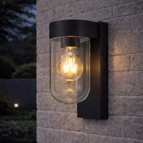 CGC Lighting Rowan Black Outdoor Wall Lantern with Transparent Glass Diffuser IP54 – 2