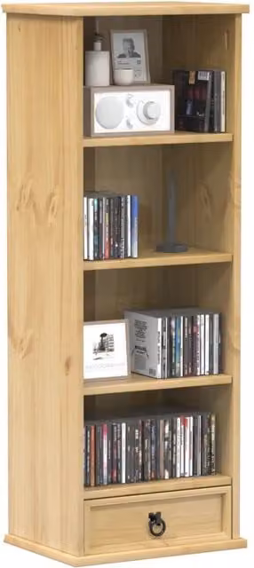 Berkfield Home Corona CD Cabinet in Brown Solid Pine Wood, W/D/H: 40 x 30 x 110 cm