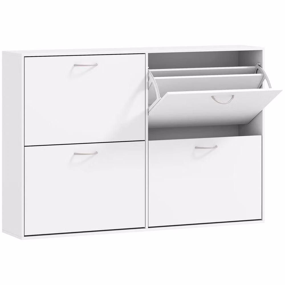 Wyld Haus Notake White 4 Drawer Shoe Storage Cabinet W/D/H: 120 x 24 x 81 cm – 2