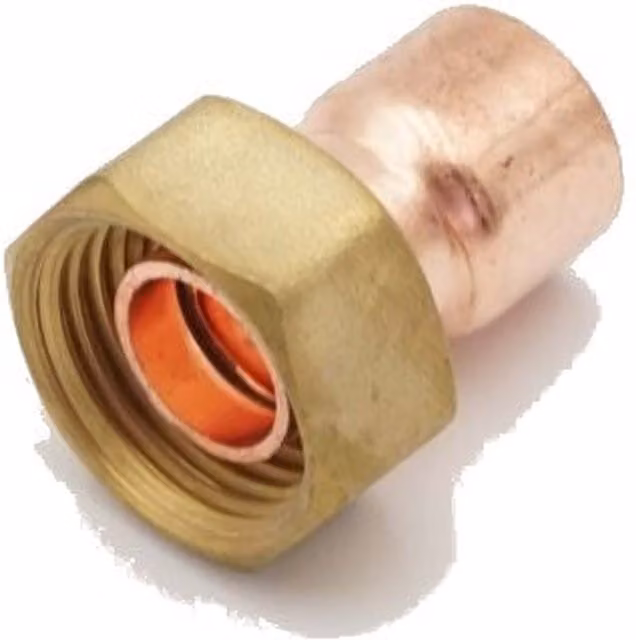 Prima Classic Endfeed Straight Tap Connector 15mm x 1/2" Copper Fitting in Gold/Brown
