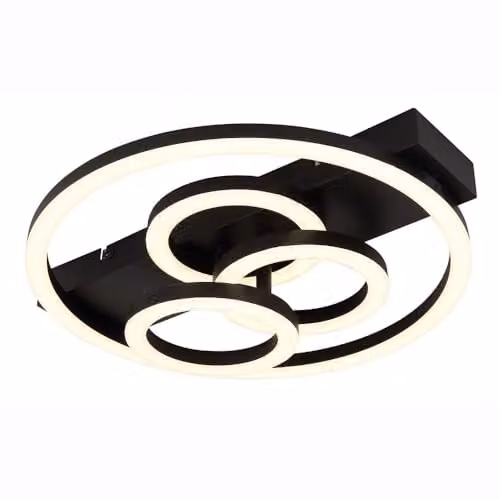 Globo Lighting Modern Rectangular LED Ceiling Light in Black with Remote Control and Dimmer Function