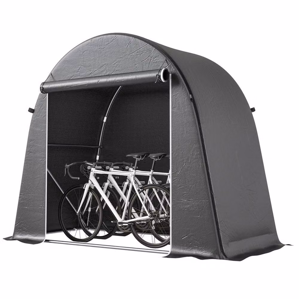 FLAVORA Grey Curved Outdoor Storage Shed Tent with Galvanised Steel and Polyester Construction – 2