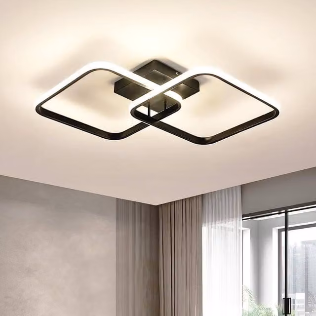 Goeco Modern Square LED Ceiling Light, 42W, 4500K, Black, W/D/H: 64 x 64 x 10 cm – 1