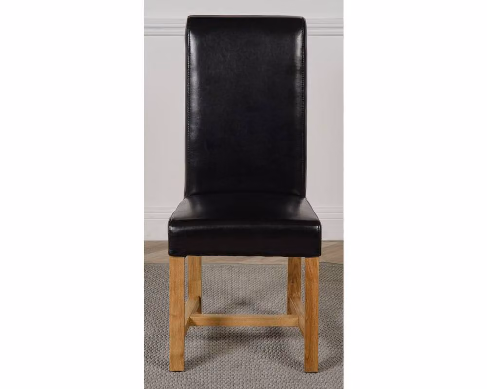 Thats Furniture Dakot Oak Dining Table and 6 Washington Black Leather Chairs W/D/H: 182 x 92 x 109 cm