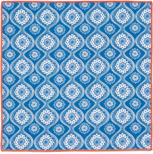 Land & Shore Achill Cotton Napkins in Blue and Red with Graphic Design
