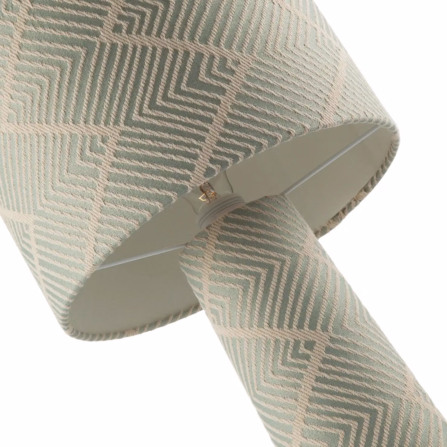 Happy Homewares Duck Egg Blue and Cream Jacquard Zig Zag Table Lamp with Fabric Shade – 2