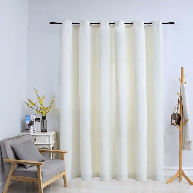 Berkfield Home Cream Velvet Blackout Curtain with Eyelets W: 290 cm, H: 245 cm