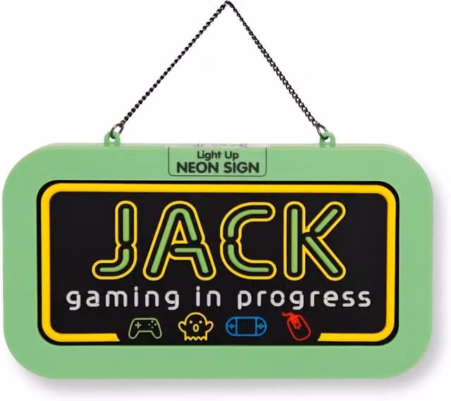 History & Heraldry Jack Pre-personalised Light-Up Neon Bedroom Sign in Black and Multicolour