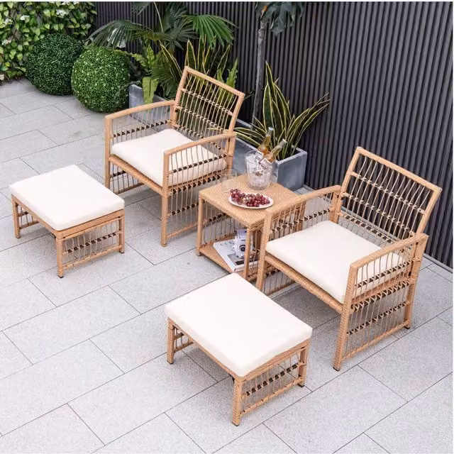 Chilli Seating Santorini Bistro Set in Beige Rattan and Metal