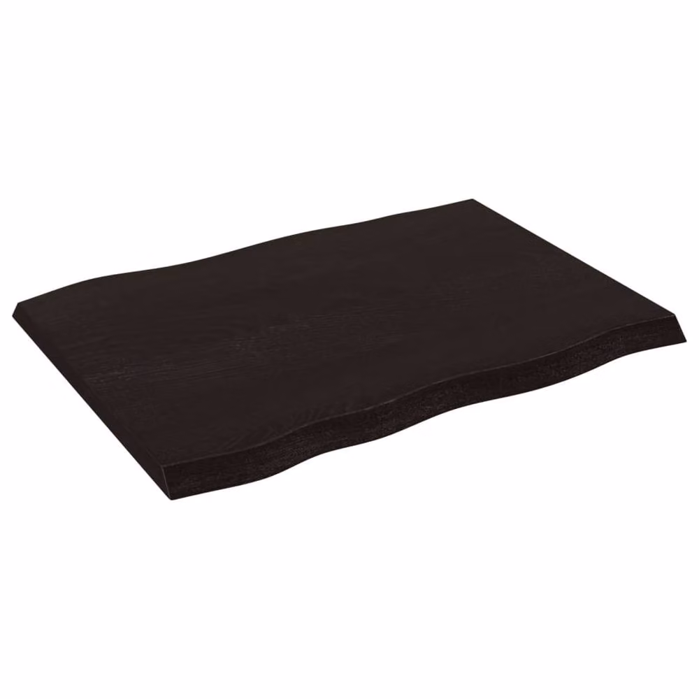 Berkfield Home Table Top Live Edge Solid Wood Countertop in Dark Grey and Dark Brown, W: 80 cm, D: 60 cm, H: 2-4 cm – 3