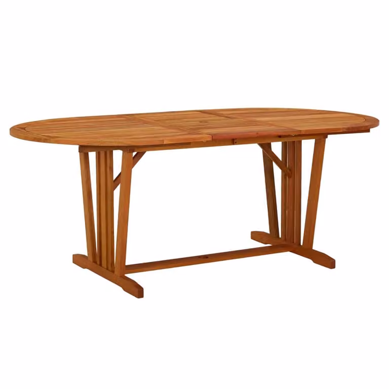 Berkfield Home Extendable Rectangular Garden Table in Brown Solid Oiled Wood W/D/H: 200 x 100 x 75 cm