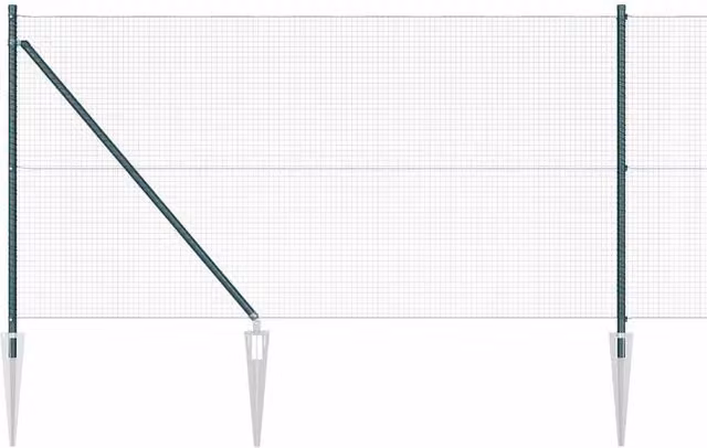 Berkfield Home Green Steel and PVC Coated Round Mesh Fence Post Set of 2, H: 1 m, W: 10 cm