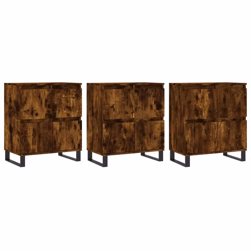 Berkfield Home Set of 3 Smoked Oak Sideboards in Brown Engineered Wood – 2
