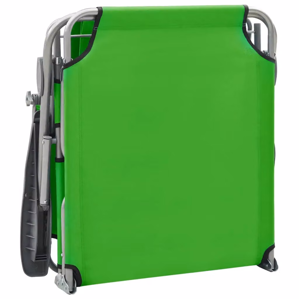 Berkfield Home Sun Lounger with Canopy and Adjustable Headrest in Green Powder Coated Steel – 2
