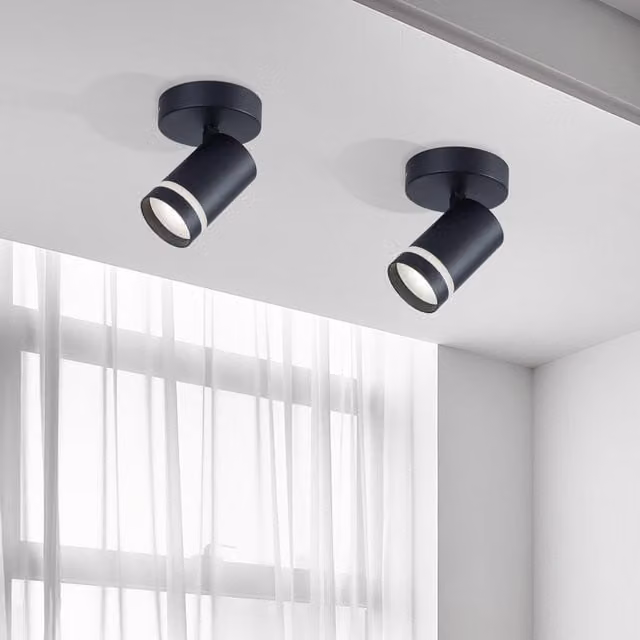 Harper Living Modern Black GU10 Single Ceiling Spotlight with Adjustable Ring Design