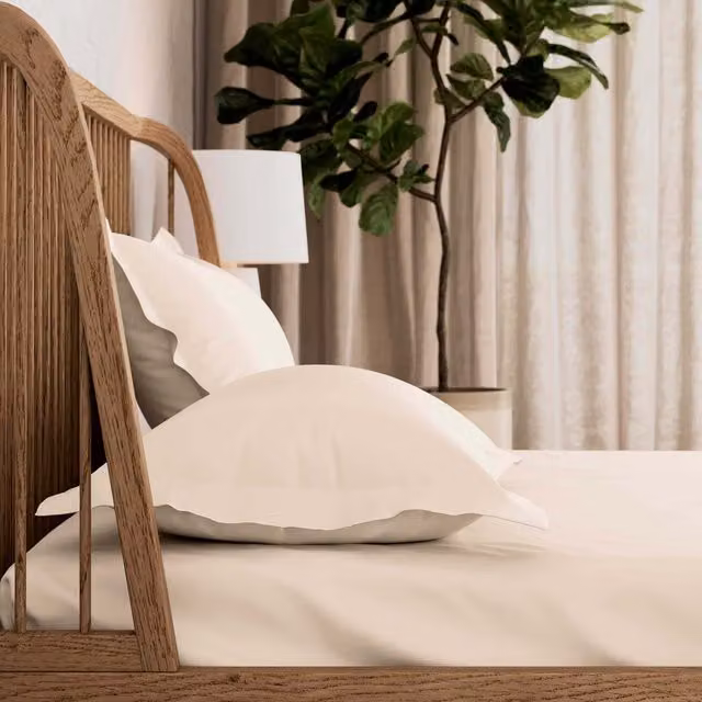 Bedeck 500 Thread Count Plain Dye Double Fitted Cotton Sheet, W: 140 cm, L: 200 cm