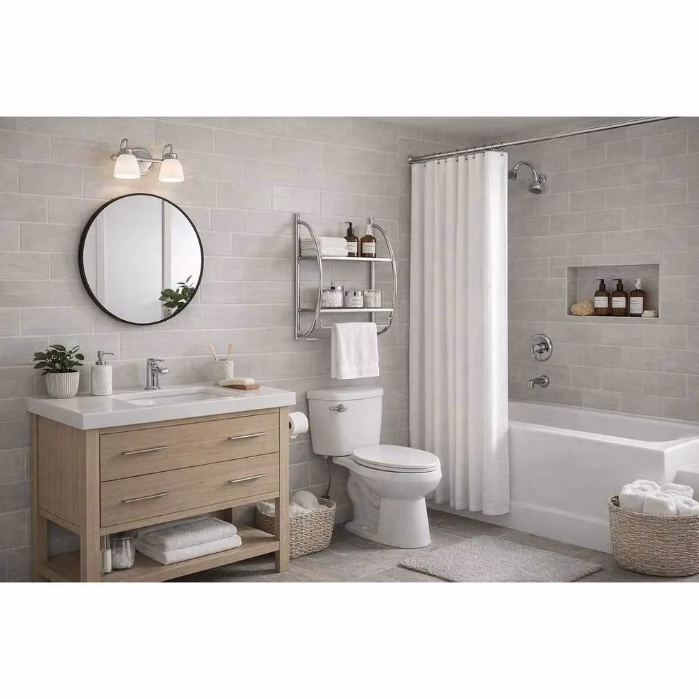VOGREX 2 Tier Wall Mounted Metal Bathroom Shelf Unit in Silver – 2