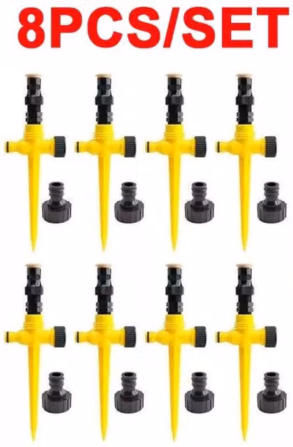 EONLION 8-Piece Automatic Circular Garden Water Sprinkler Set in Yellow – 1