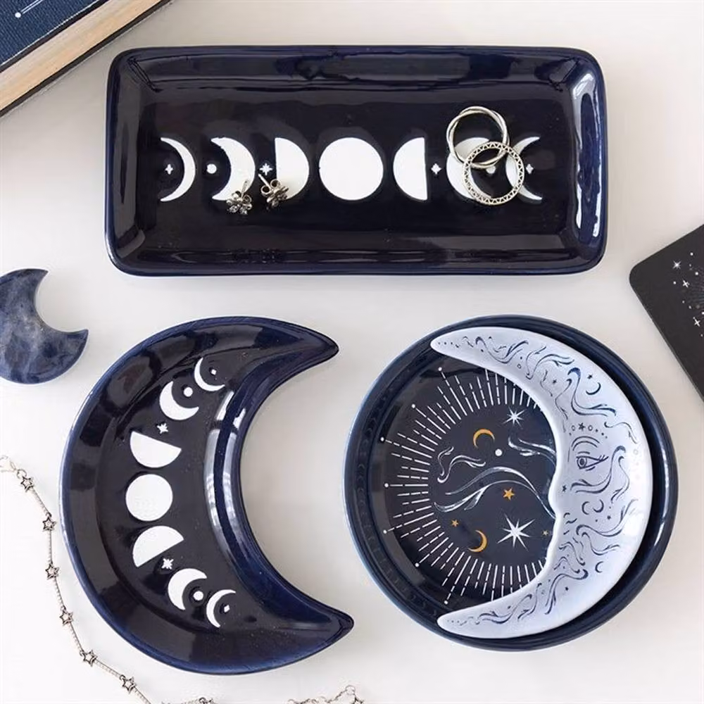 Uniqueful Blue Moon Ceramic Stacking Trinket Dish Bowl in Blue, Diameter: 15 cm – 2
