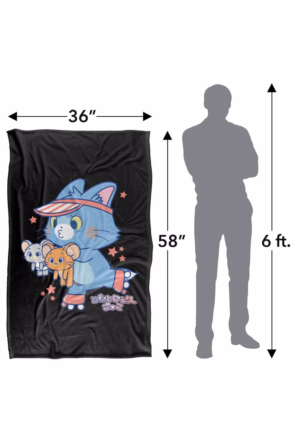 Warner Bros. Tom & Jerry Gokko Roller Skate Patrol Silky Touch Super Soft Multicolour Polyester Throw Blanket, Extra Large – 3