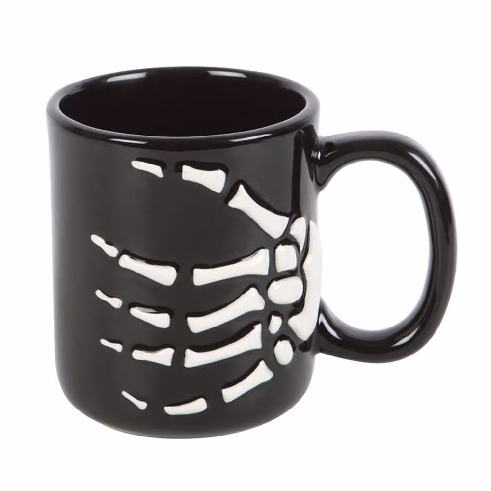 Uniqueful Skeleton Hand Ceramic Mug in Black, 350 ml – 2